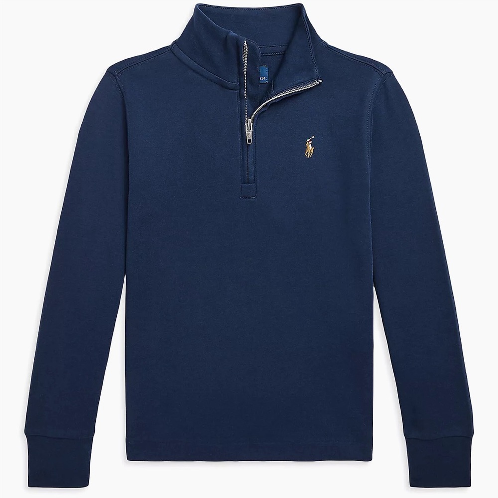Gently Used Ralph Lauren Boys Navy 1/2 Zip Pullover Size 7.